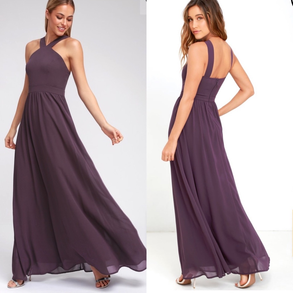 Lulus AIR OF ROMANCE DUSTY PURPLE MAXI DRESS